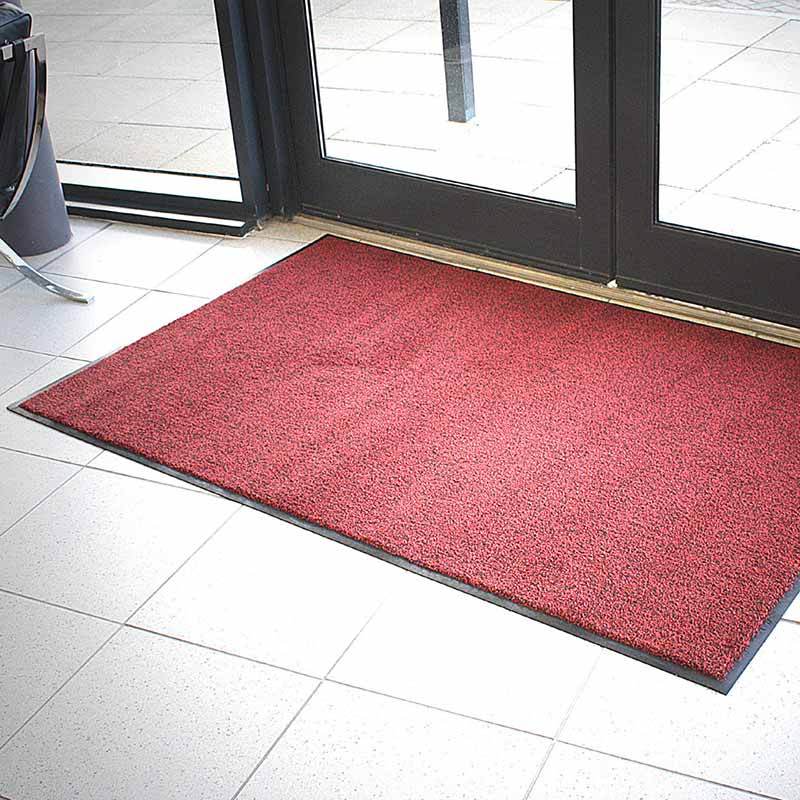 Lustre cranberry red machine washable entrance mat