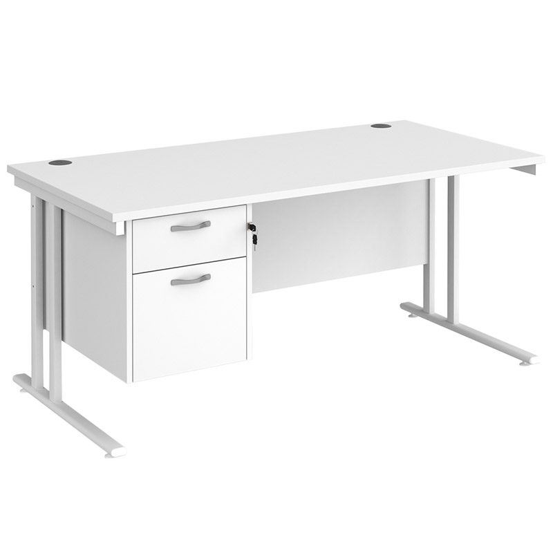 Maestro 25 Desk - white with silver frame