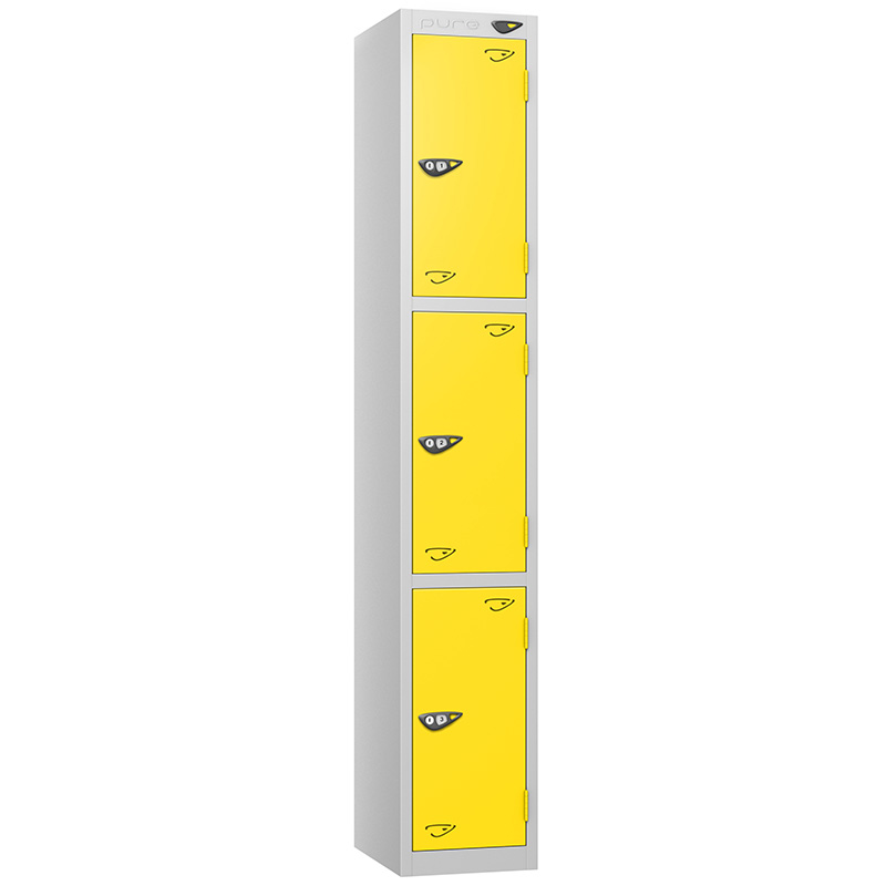 Pure 3-door locker with yellow doors