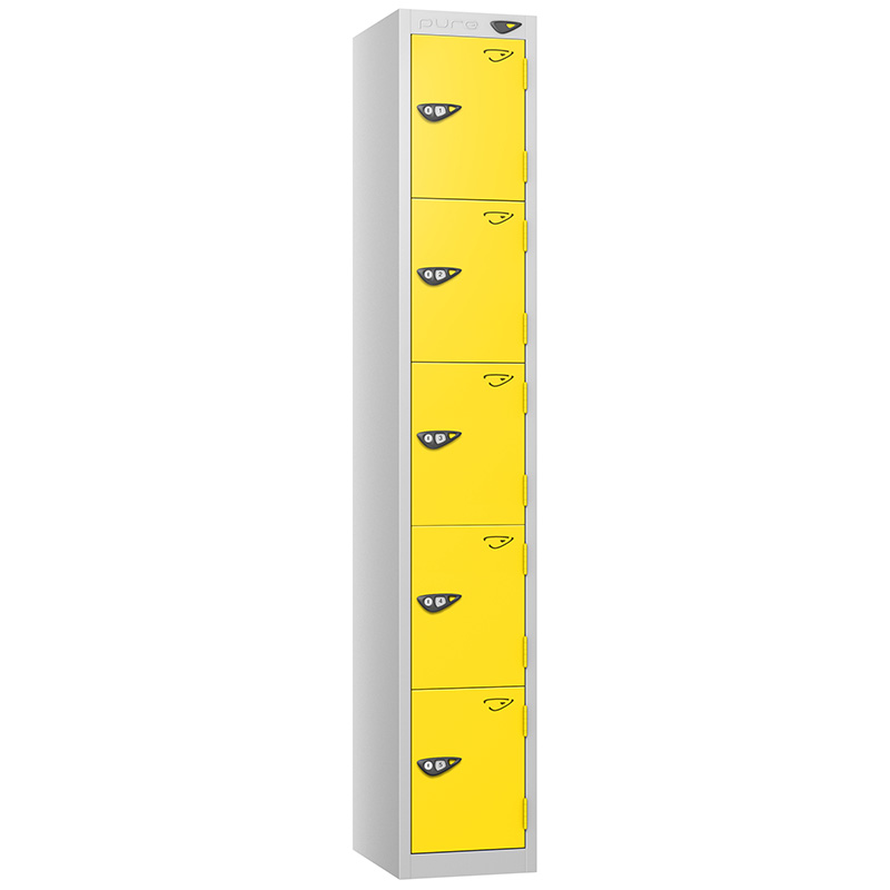 Pure 5-door locker with yellow doors