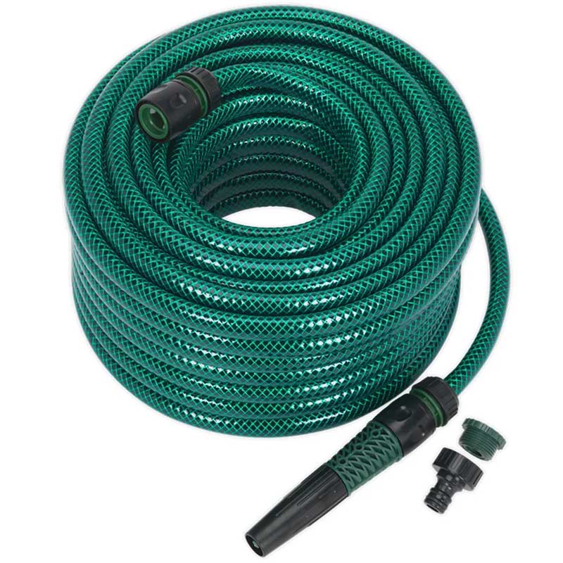 Green Hose Pipes with Nozzle - 15m, 30m & 80m