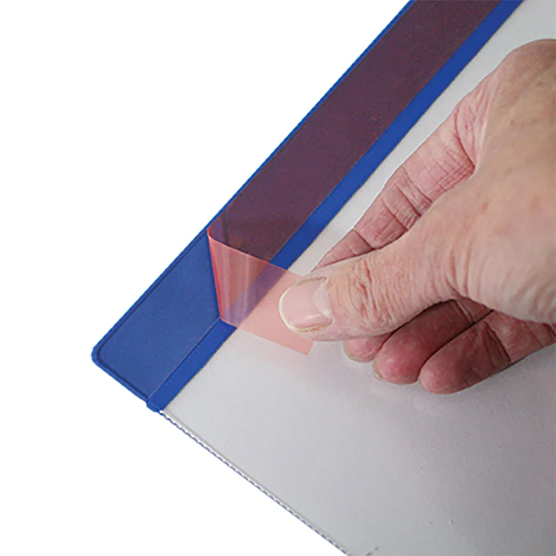 Weather-resistant document pocket self-adhesive fixing