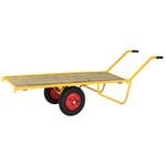 Kongamek flat balance trolley with wooden platform and powder-coated yellow frame