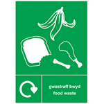 Food waste recyling sign in Welsh and English