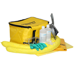 Formaldehyde spill kit in yellow PVC cube bag