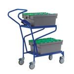 Order Picking Trolley with 2 Shelf Levels & Containers