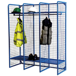 Single-sided 3 compartment wire mesh lockers