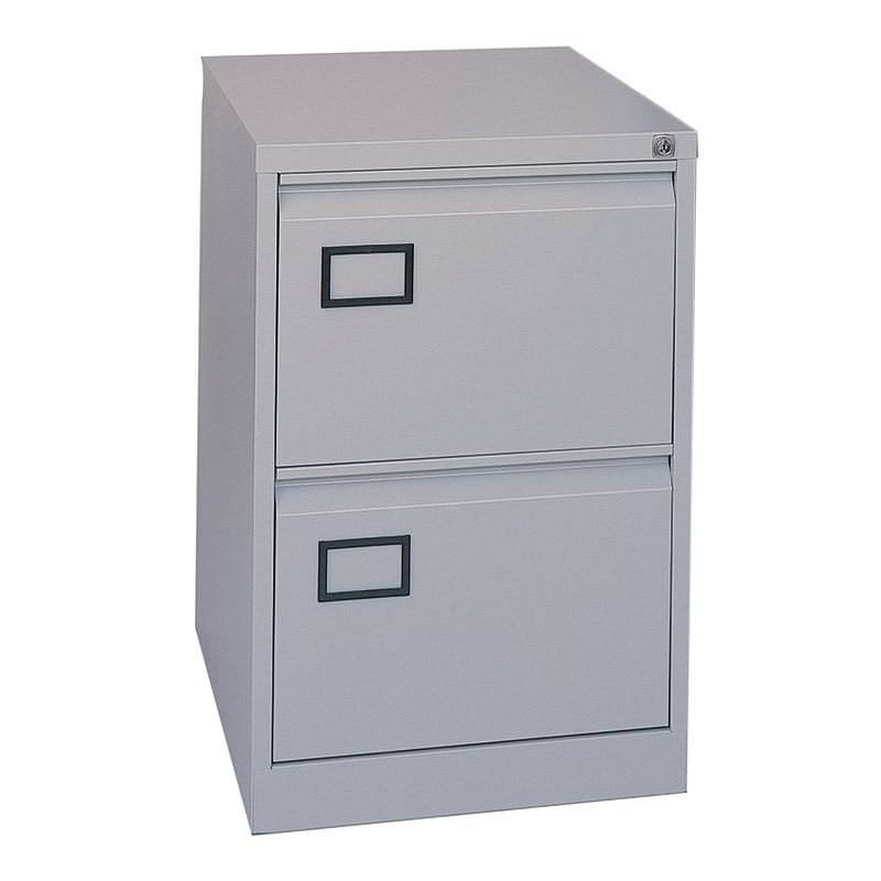 Express lockable metal filing cabinet - 2 drawer - grey