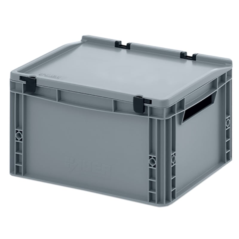 Solid Euro Container with Integral Lid - 20 Litre - 400 x 300 x 246mm