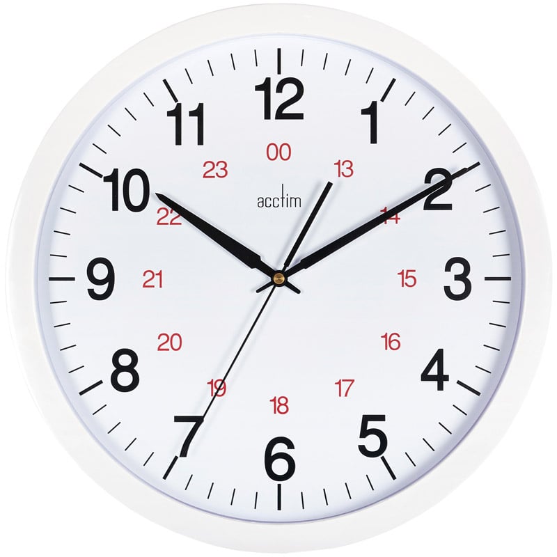 24 Hour Wall Clock - Quartz Movement - 355mm Dia. 