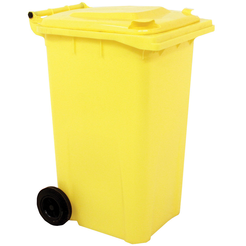 Yellow Wheelie Bin - 240 Litre - UV stabilised polyethylene, EN-840, RAL and DIN30760