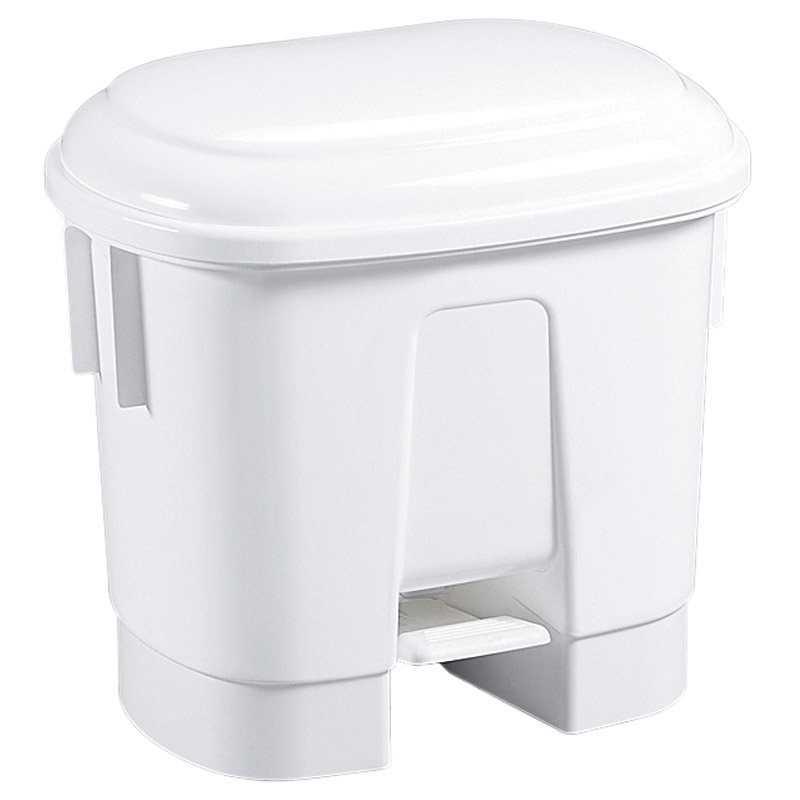 30L White Plastic Pedal Bin - White Lid 