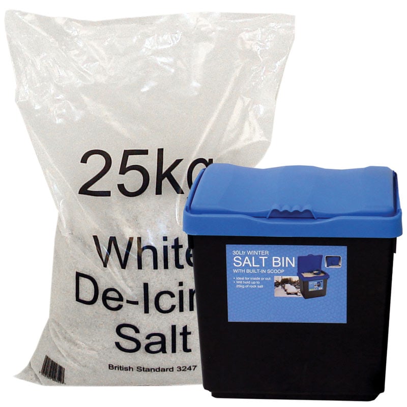 30L Economy Salt Bin with 25kg White De-icing Salt