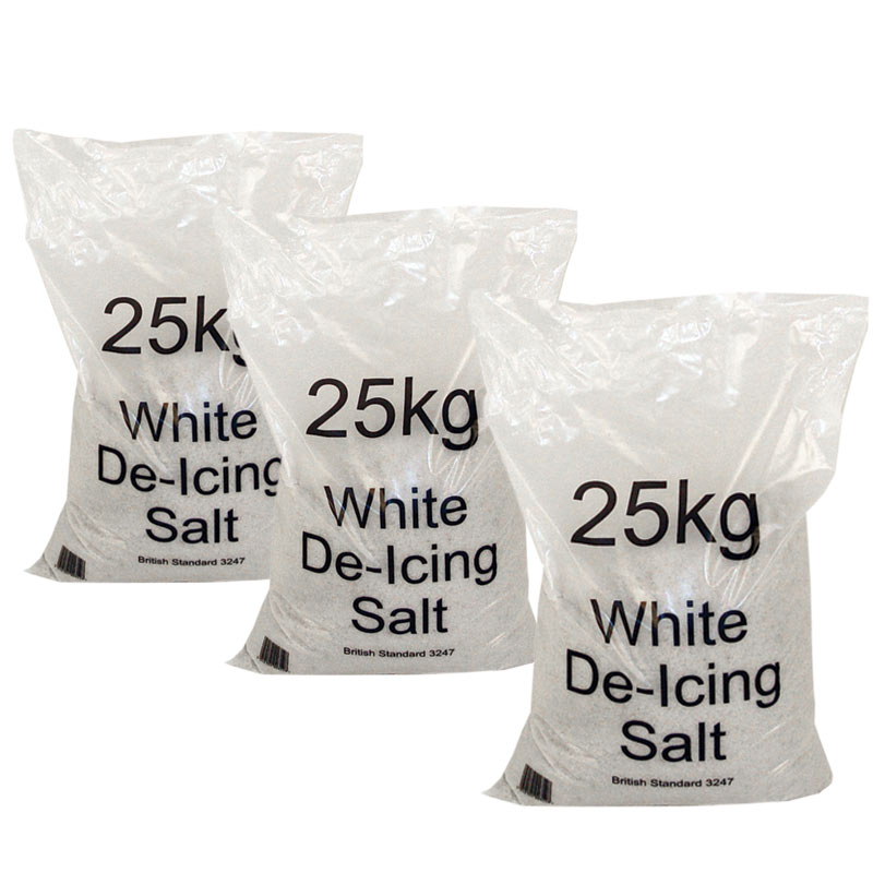 Dry White De-Icing Salt - 3 x 25kg Bags