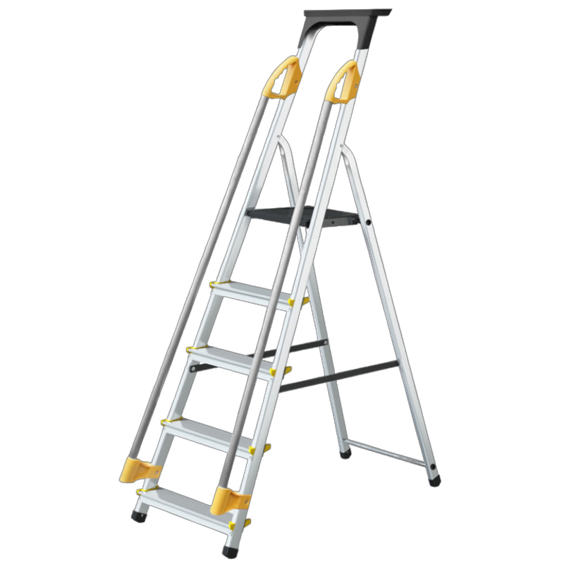 Aluminium Safety Platform Steps with tool tray - 5 tread - EN131 compliant - platform height 1000mm