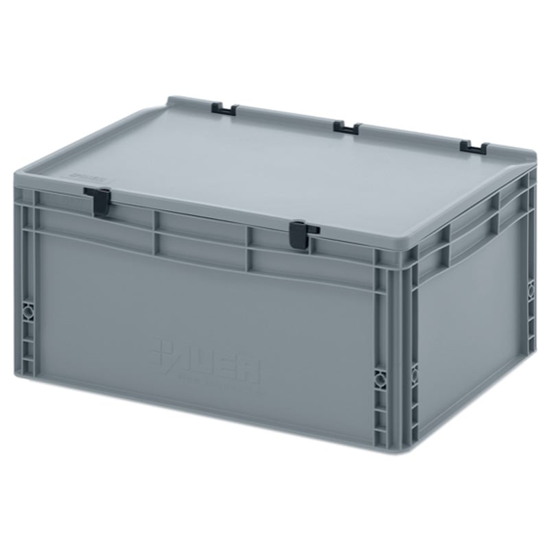 Solid Euro Container with Integral Lid - 54 Litre - 600 x 400 x 291mm