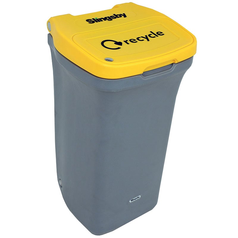 90L Recycling Bin With Wheels Yellow Lid E415720 