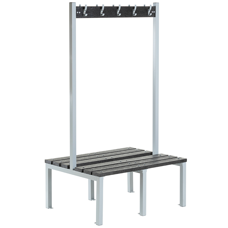 ECO Double-Sided Changing Room Bench - 10 Hooks - 3 Leg Frames - 1800 x 1000 x 760mm (H x W x D)