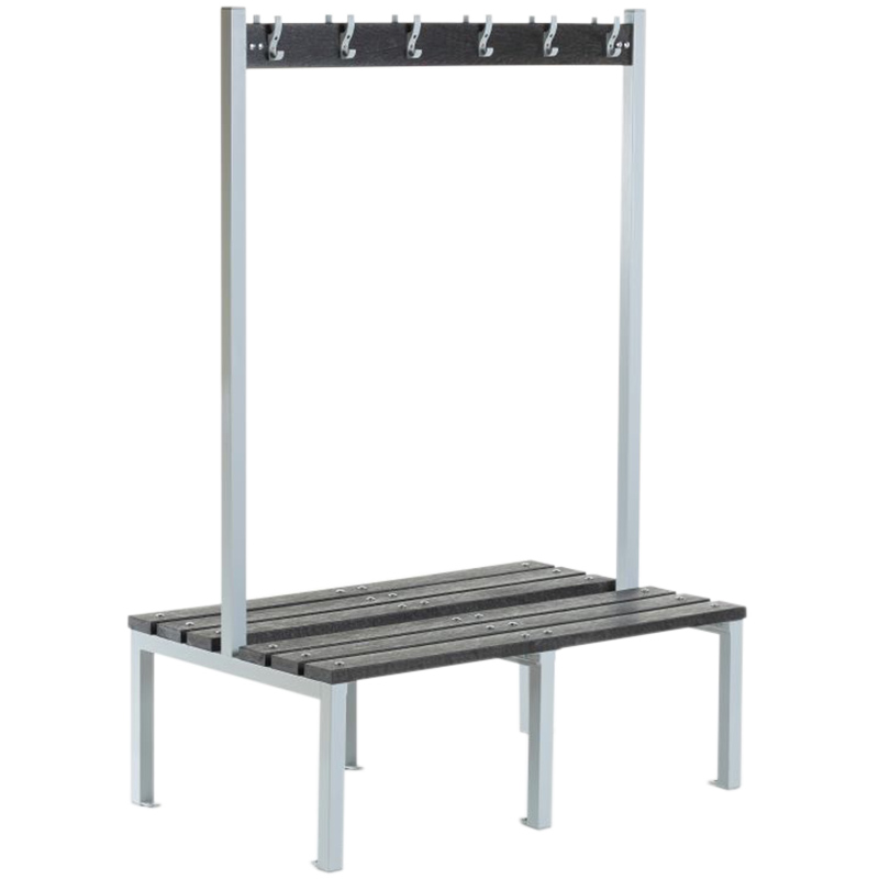 ECO Double-Sided Changing Room Bench - 12 Hooks - 3 Leg Frames - 1800 x 1200 x 760mm (H x W x D)