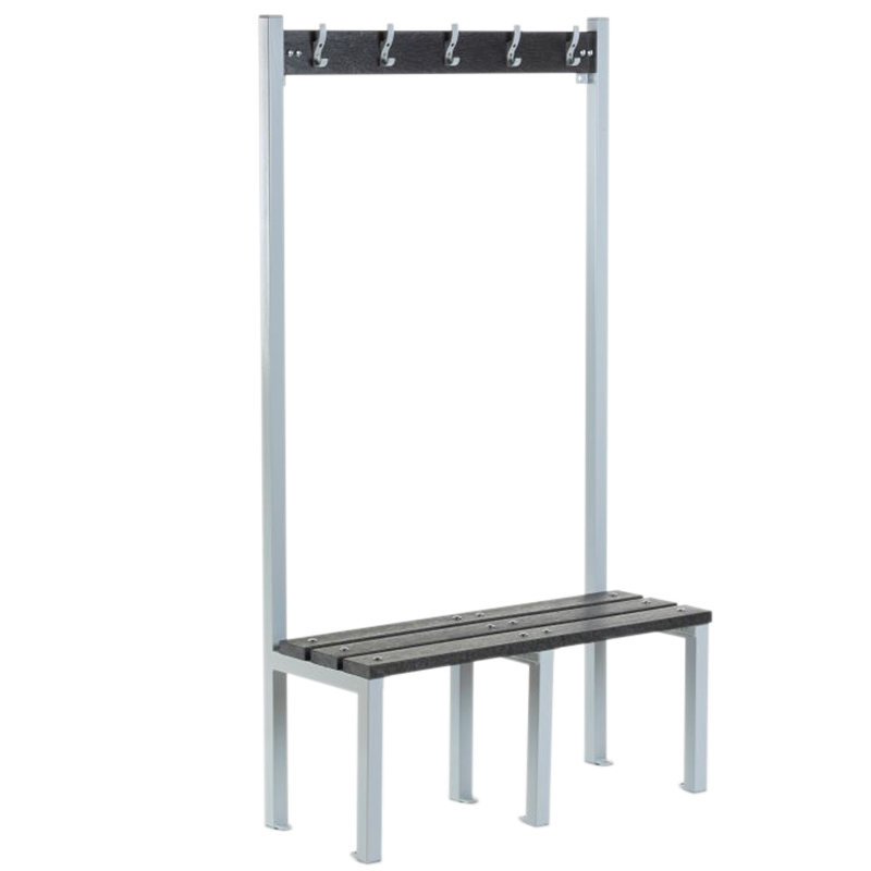 ECO Single Sided Changing Room Bench - 5 Hooks - 3 Leg Frames - 1800 x 1000 x 400mm (H x W x D) 