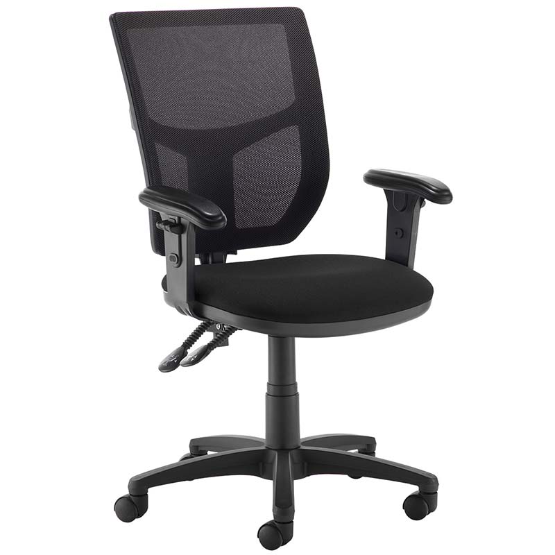 Altino Mesh Task Chair with Black Seat - 2 Levers - Adjustable Arms