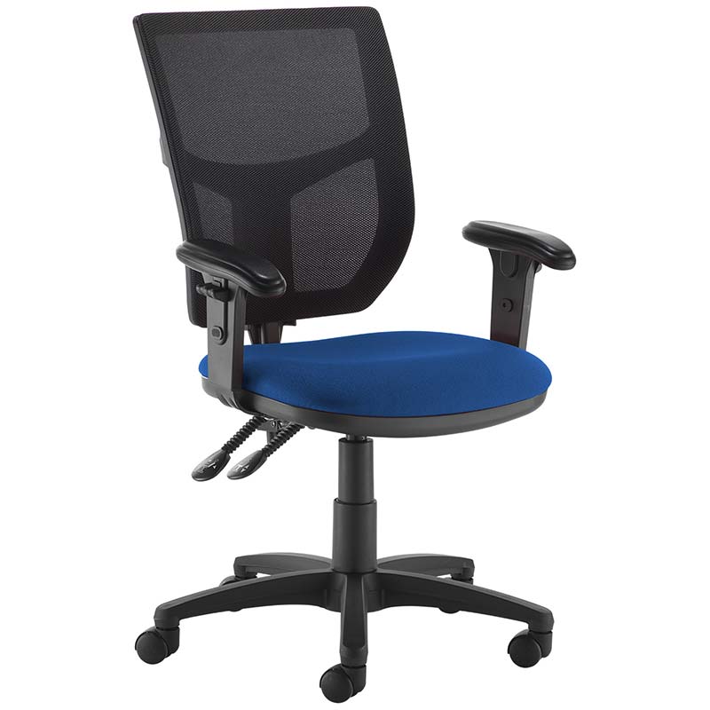 Altino Mesh Task Chair with Blue Seat - 2 Levers - Adjustable Arms