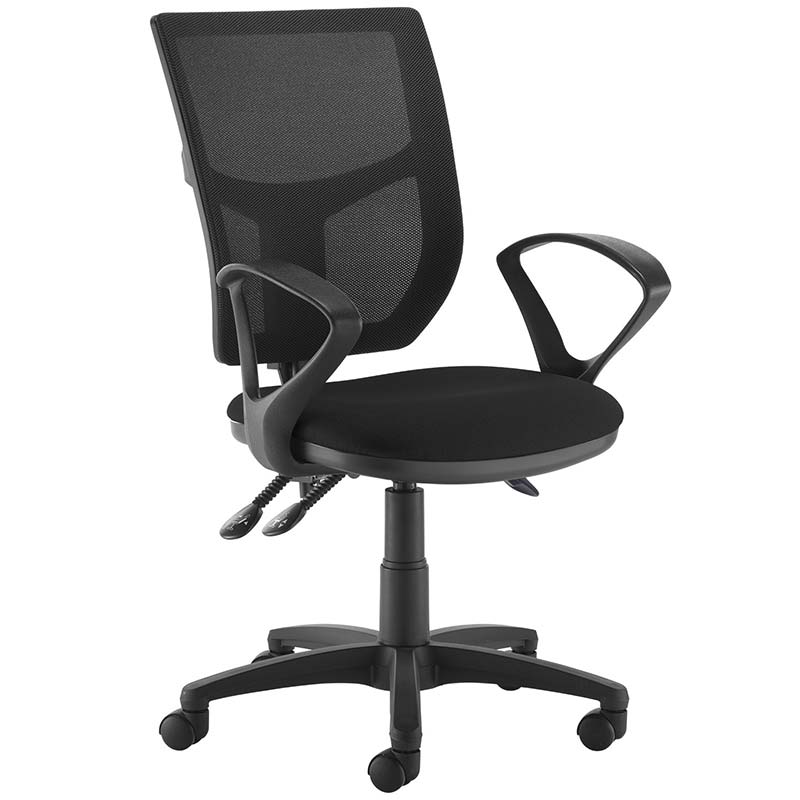 Altino Mesh Task Chair with Black Seat - 3 Levers - Fixed Arms