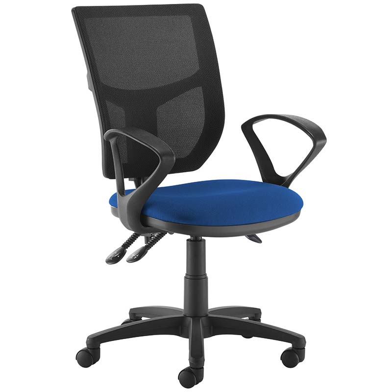 Altino Mesh Task Chair with Blue Seat - 3 Levers - Fixed Arms