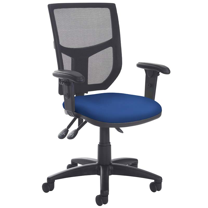 Altino Mesh Task Chair with Blue Seat - 3 Levers - Adjustable Arms