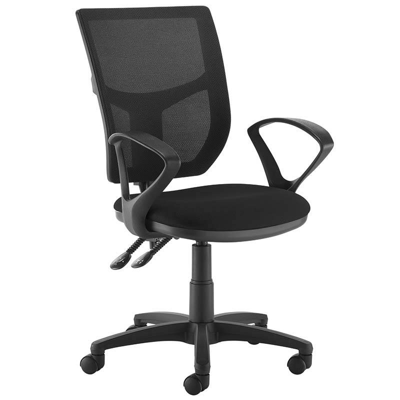 Altino Mesh Task Chair with Black Seat - 2 Levers - Fixed Arms