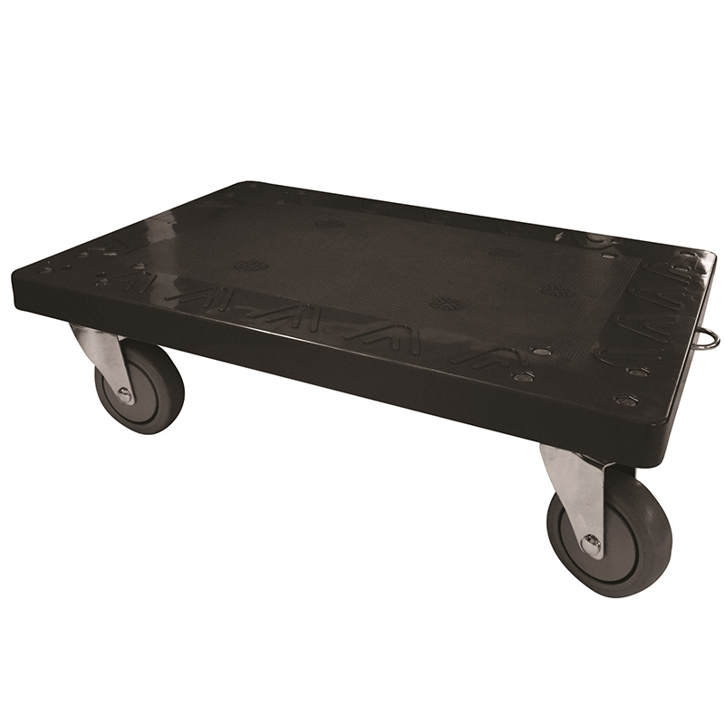 Black Plastic Dolly with Reinforcing Steel bars - 145 x 500 x 810mm - 250kg Capacity