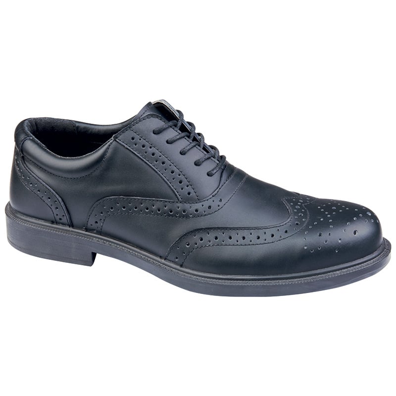Black Leather Brogue Non-Metallic Smart Safety Shoe | ESE Direct