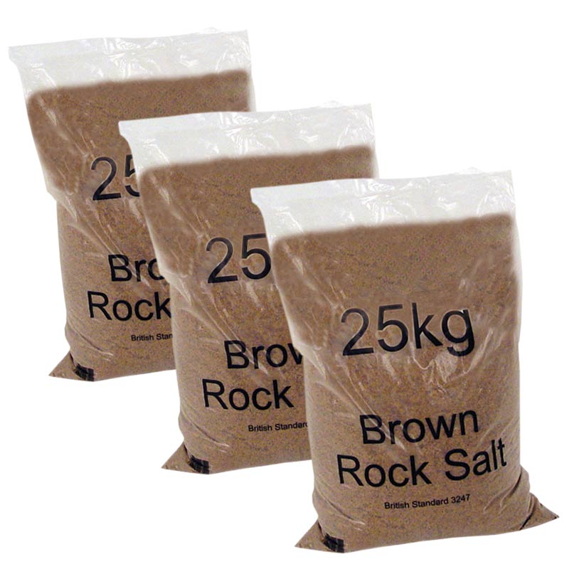 Dry Brown Rock Salt - 3 x 25kg Bags