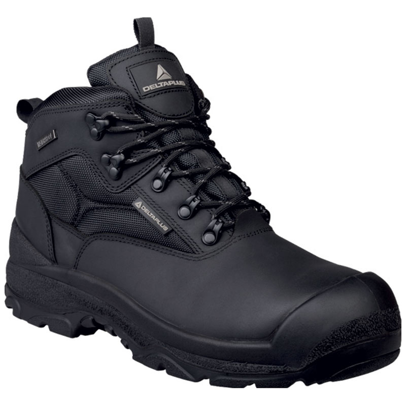 Deltaplus Black Leather Waterproof Safety Boots S3 SRC WP