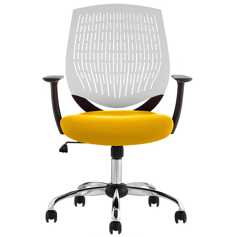 Dura Operator Chair with White Back and Senna Yellow Seat