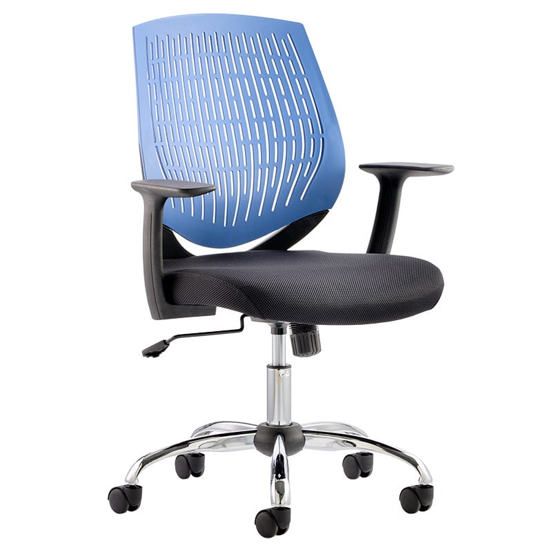 Dura Task Operator Chair with Arms - Blue Backrest