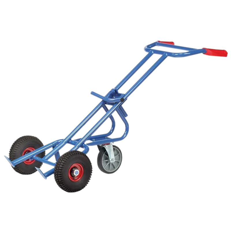 Fetra 300kg Steel Drum Trolley - 2 Pneumatic Tyres And 1 Solid Wheel
