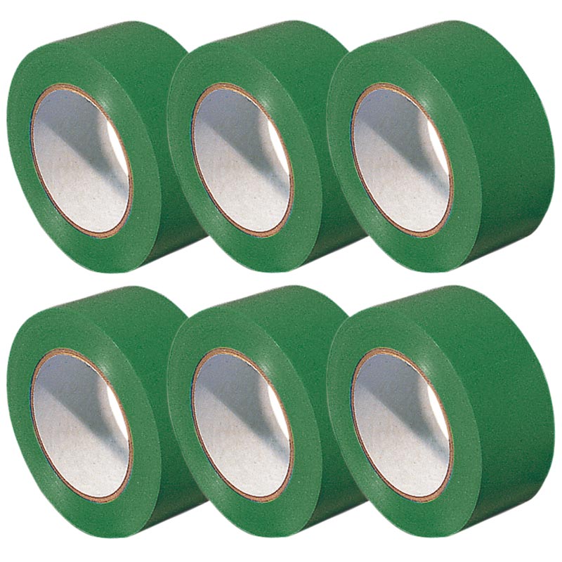 Green PVC Line Marking Floor Tape - 50mm x 33m Rolls - Pack of 6