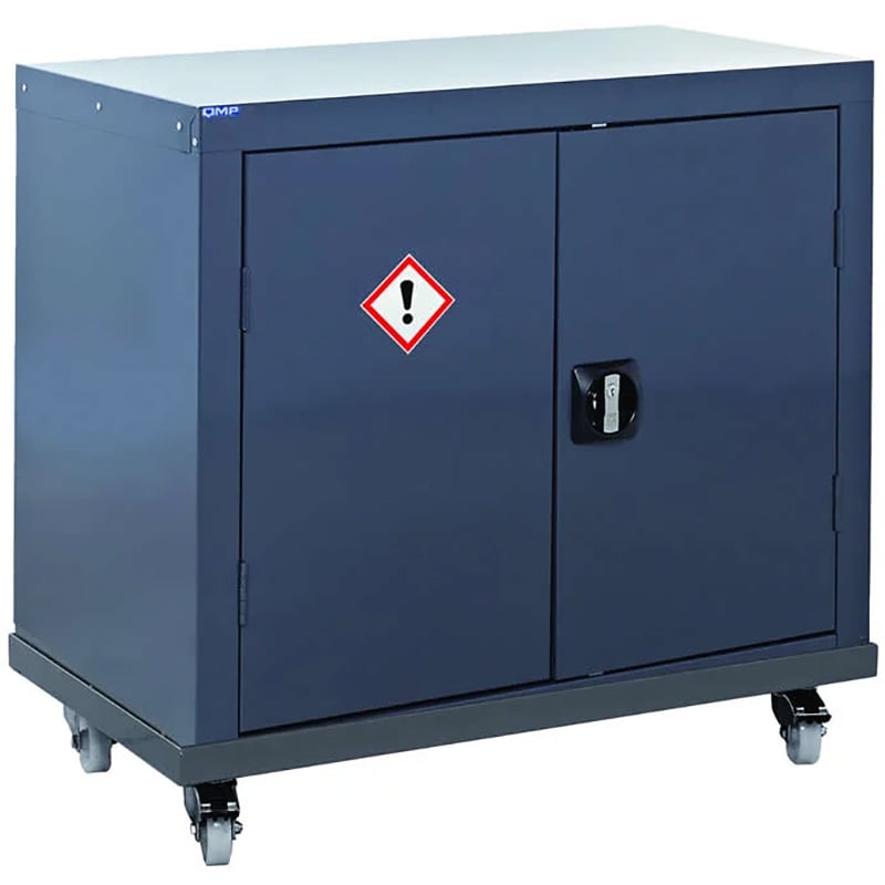 Mobile Harmful Irritant COSHH Cabinet with 1 Shelf - Grey - 1040 x 900 x 460mm