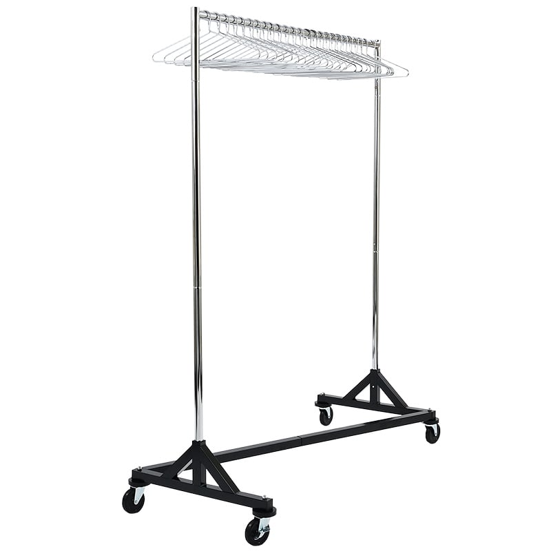 Heavy Duty Garment Z-Rack - 113kg - 1890 x 1475 x 610mm - 25 Chrome Captive Hangers 