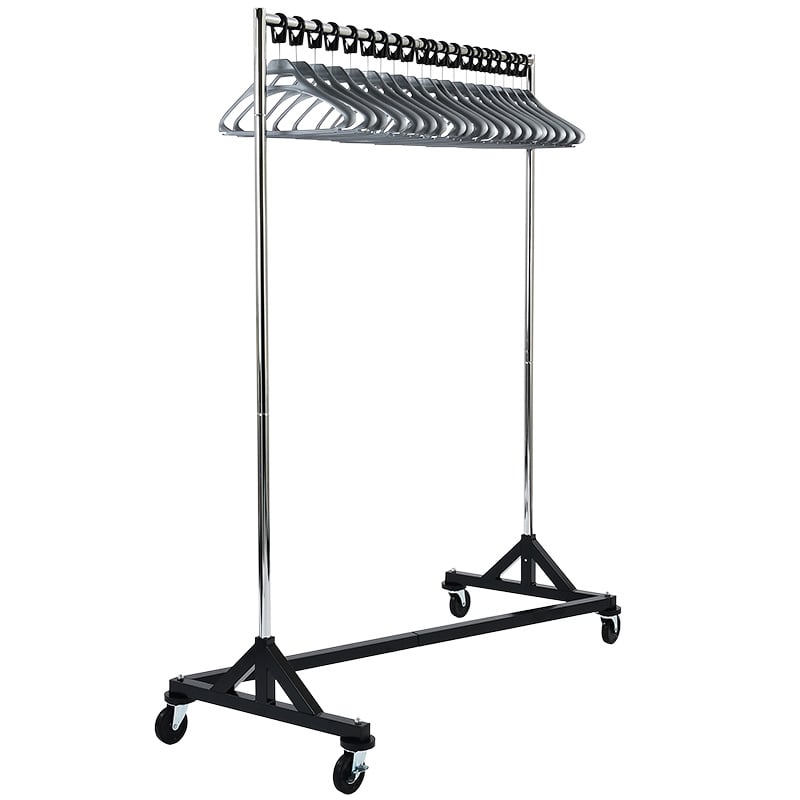 Heavy Duty Garment Z-Rack - 113kg - 1890 x 1475 x 610mm - 20 Silver Anti-theft Hangers 