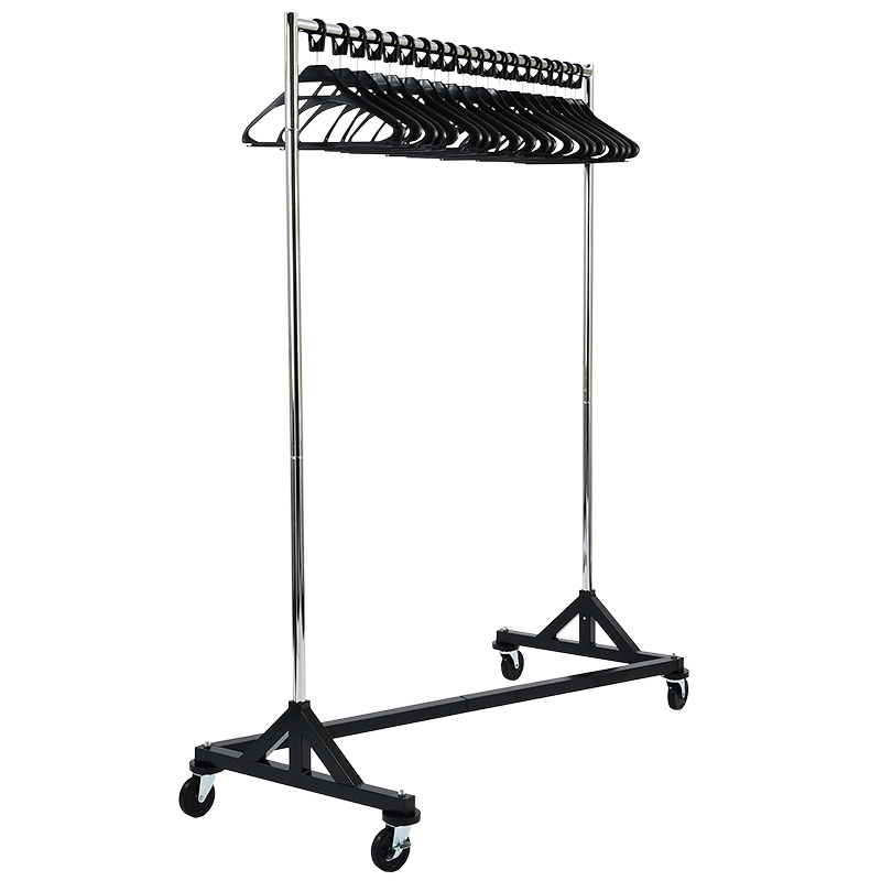 Heavy Duty Garment Z-Rack - 113kg - 1890 x 1475 x 610mm - 20 Black Anti-theft Hangers