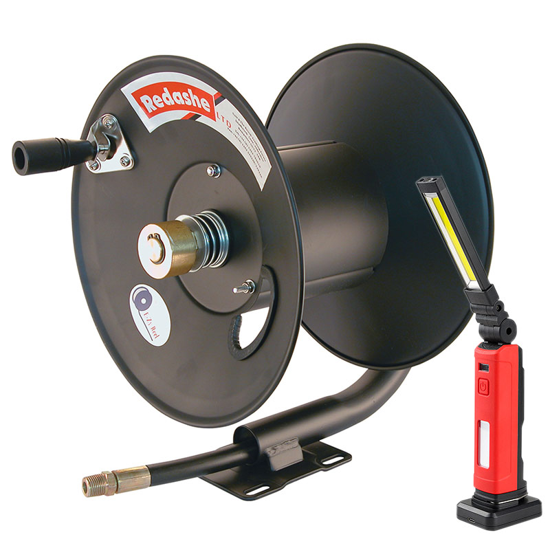 Reelworks Manual Rewind Hose Reel with  FREE Rechargeable Work Light