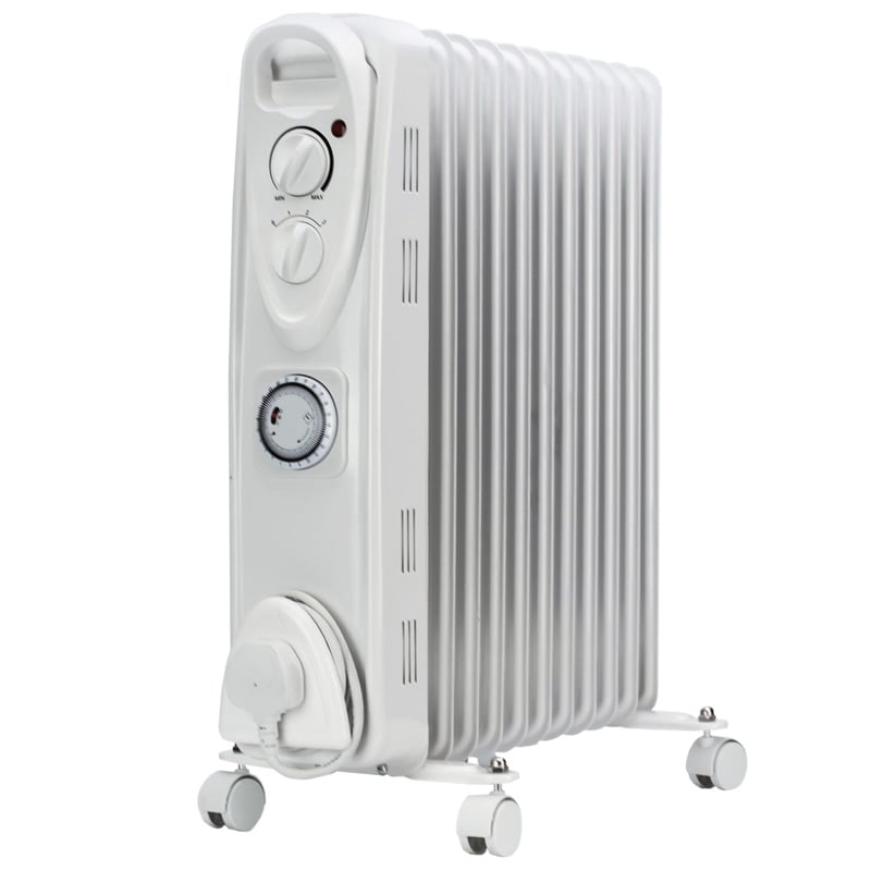 Oil-Filled Radiator with 11 Fins - 2500w - 3 heat settings 