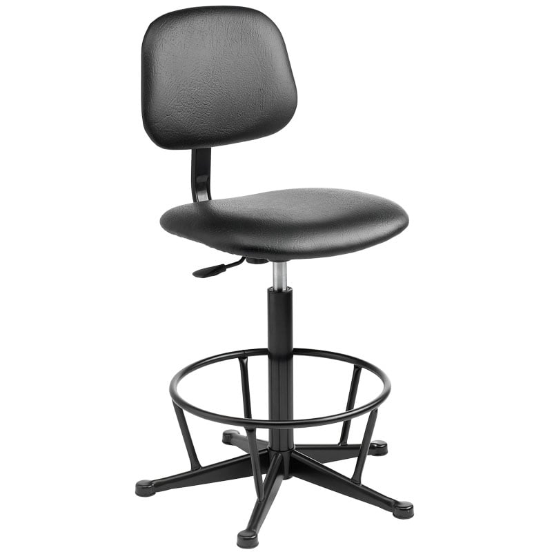 Upholstered High-Lift Operator Chair with Glides and Footring - Seat Height: 550-800mm