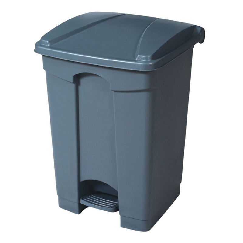 Plastic Pedal-Operated Bin - Grey, 45L