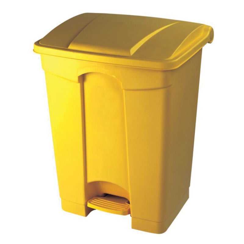 Plastic Pedal-Operated Bin - Yellow, 45L