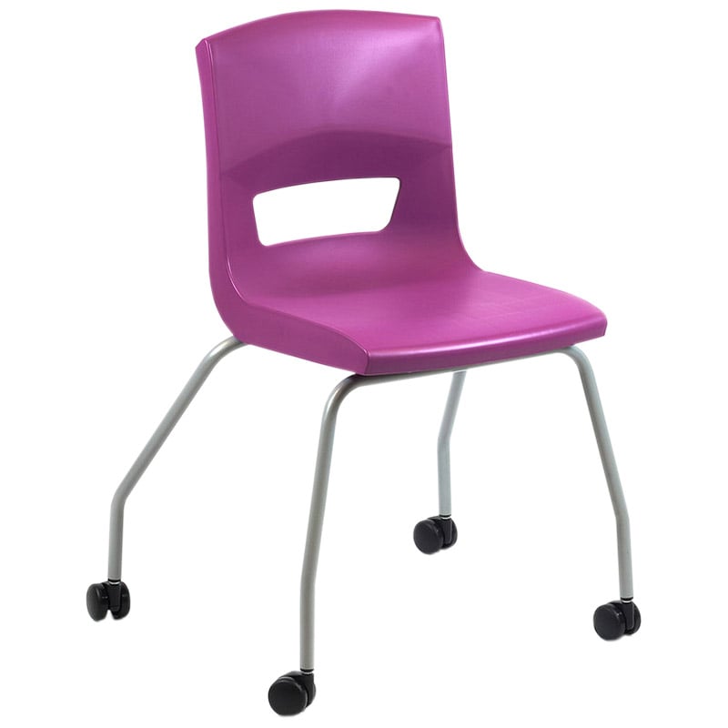 Postura+ 4 Leg Chair on Castors - Grape Crush - Starlight Silver Frame