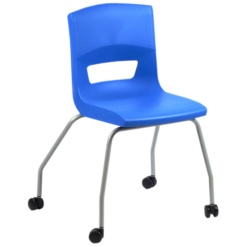 Postura+ 4 Leg Chair on Castors - Ink Blue - Starlight Silver Frame