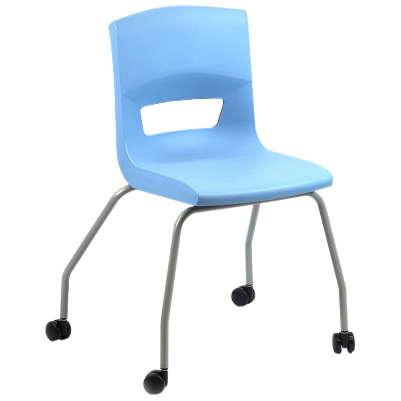 Postura+ 4 Leg Chair on Castors - Powder Blue - Starlight Silver Frame